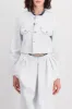 Cropped white denim jacket sold by Renaisa