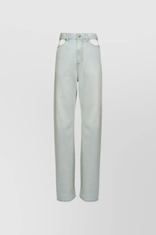 Straight leg 5-pocket denim trousers sold by Renaisa