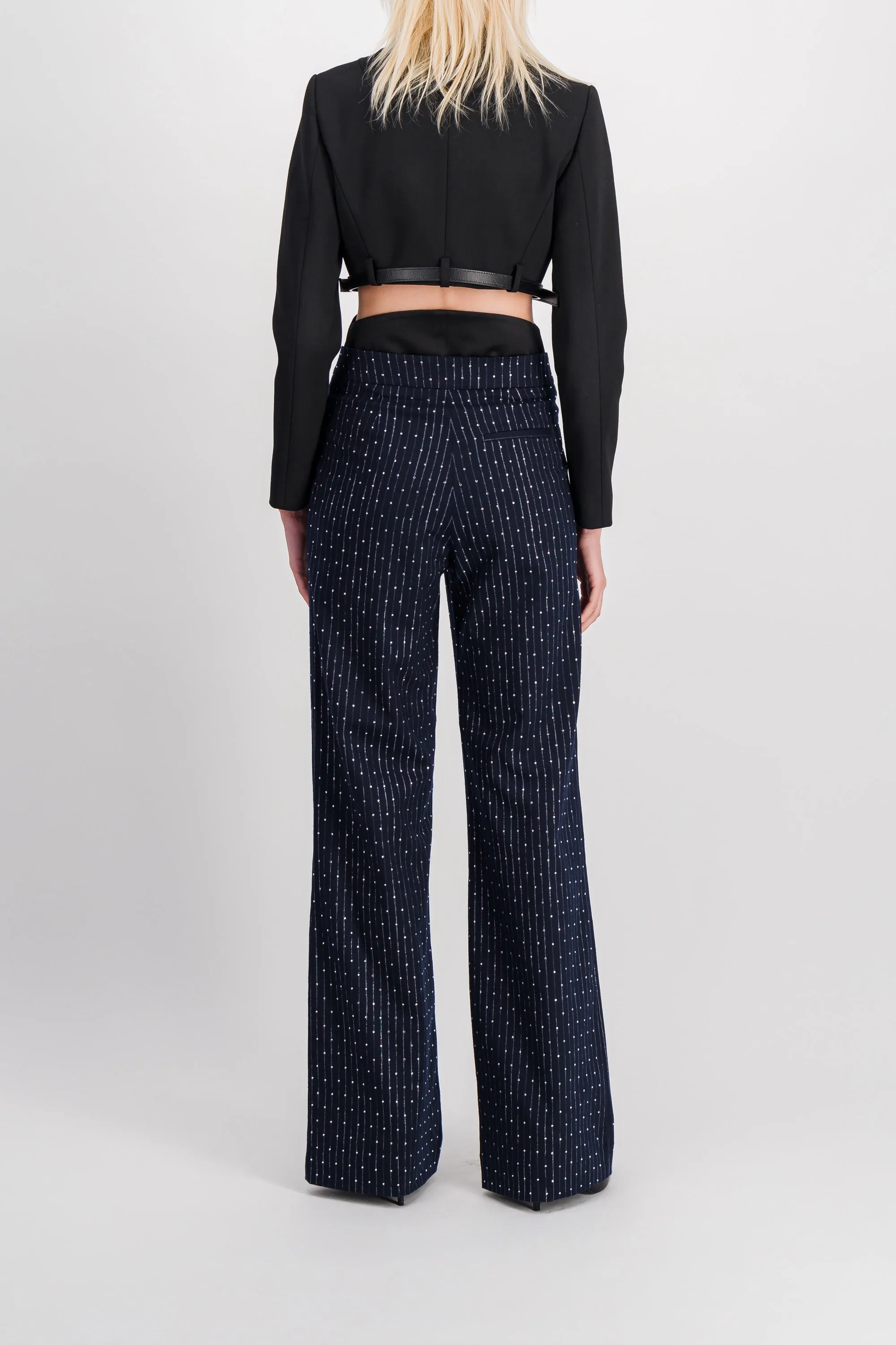 Crystal wide leg tuxedo pants sold by Renaisa product image thumbnail 4