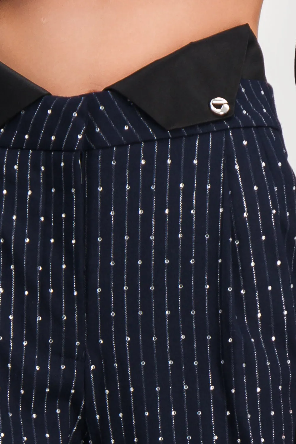 Crystal wide leg tuxedo pants sold by Renaisa product image thumbnail 5