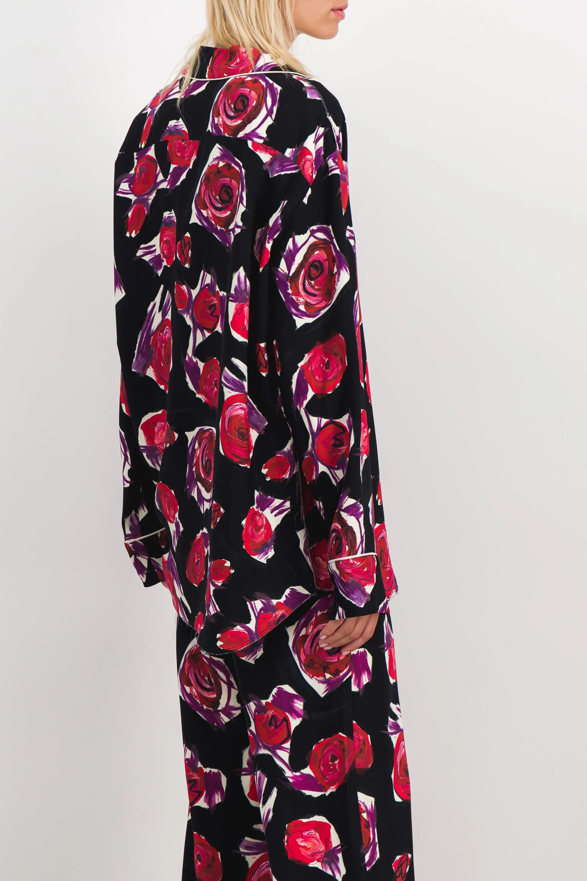 Oversized flower printed pyjama shirt sold by Renaisa product image thumbnail 4