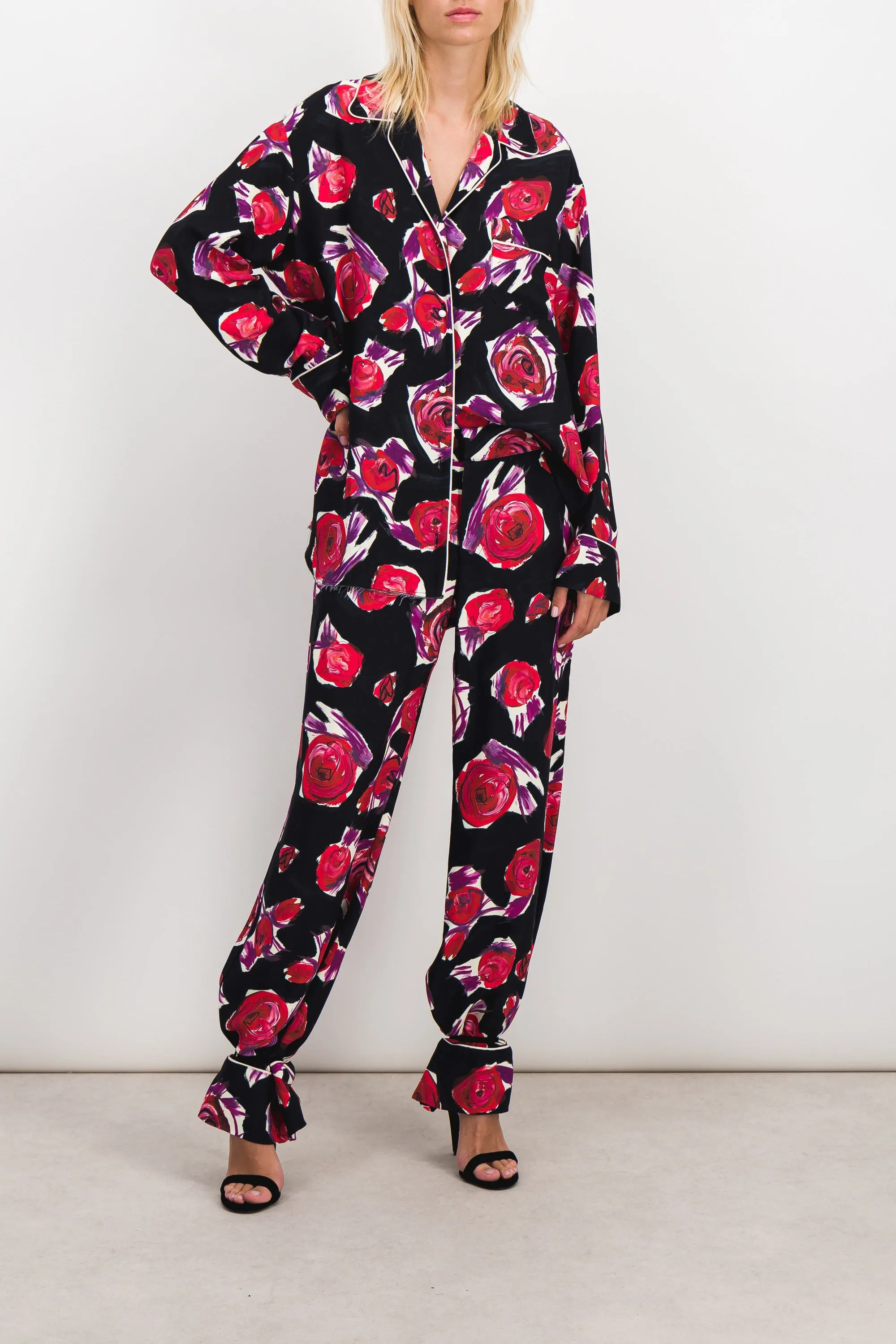 Oversized flower printed pyjama shirt sold by Renaisa product image thumbnail 2