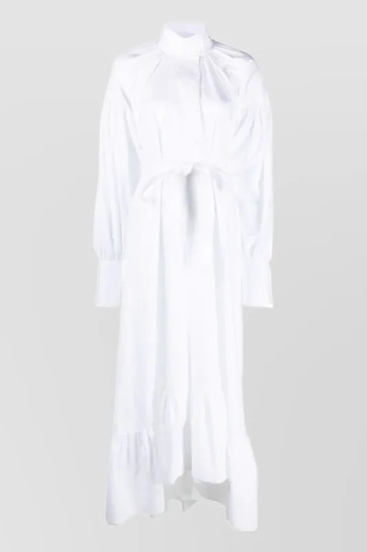 White maxi eco poplin frill dress sold by Renaisa