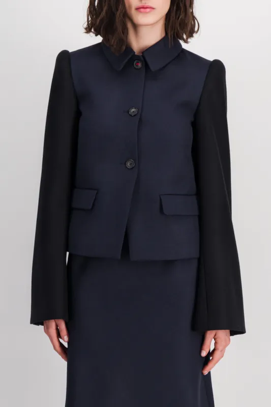 Wide sleeve bi-coloured fitted jacket sold by Renaisa