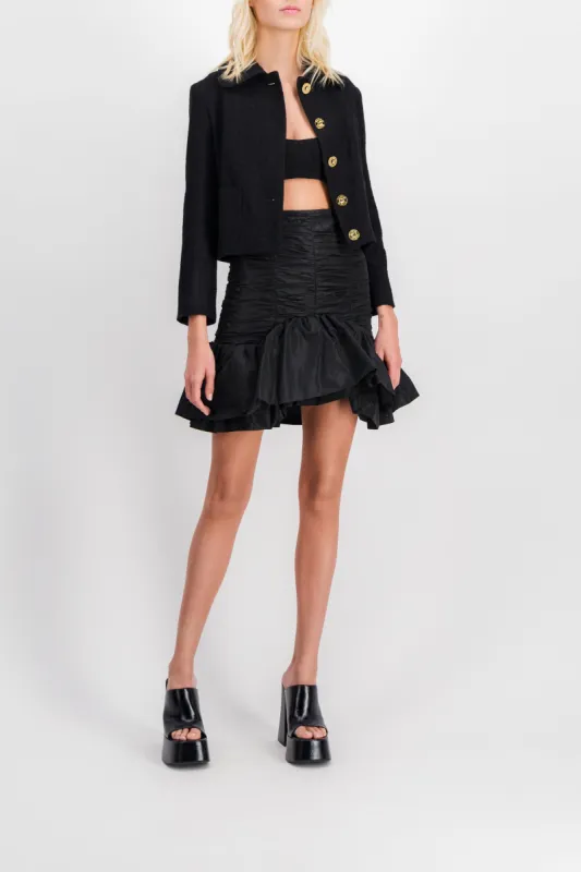 Black tweed tailored short jacket sold by Renaisa