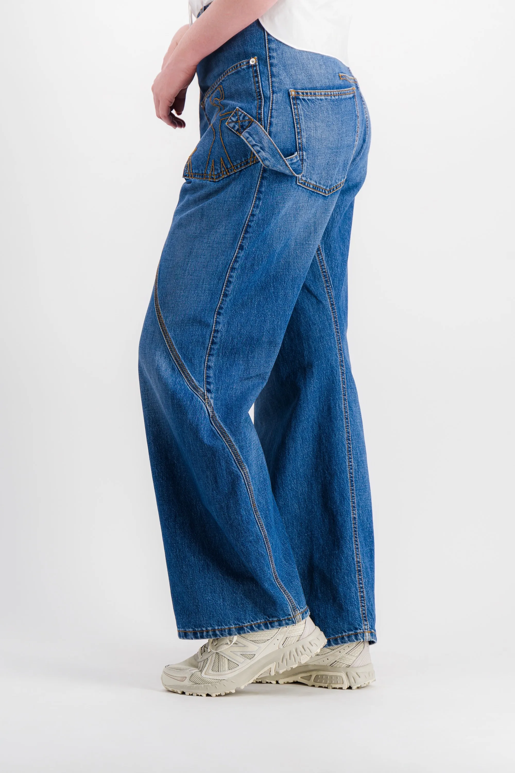 Light blue twisted workwear jeans sold by Renaisa product image thumbnail 3