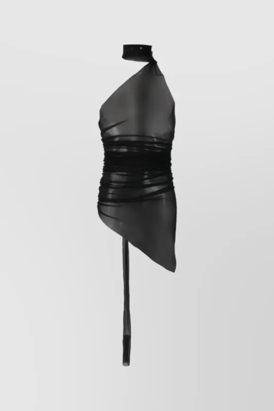 Asymmetric transparent halterneck top sold by Renaisa