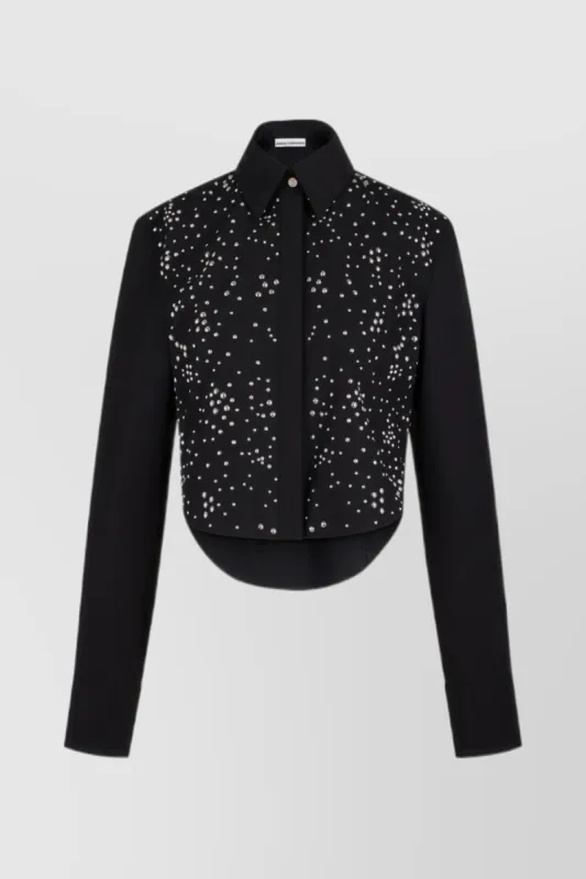 Cropped cotton shirt with studs sold by Renaisa