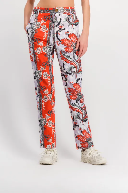 Flower printed straight leg cotton pants sold by Renaisa