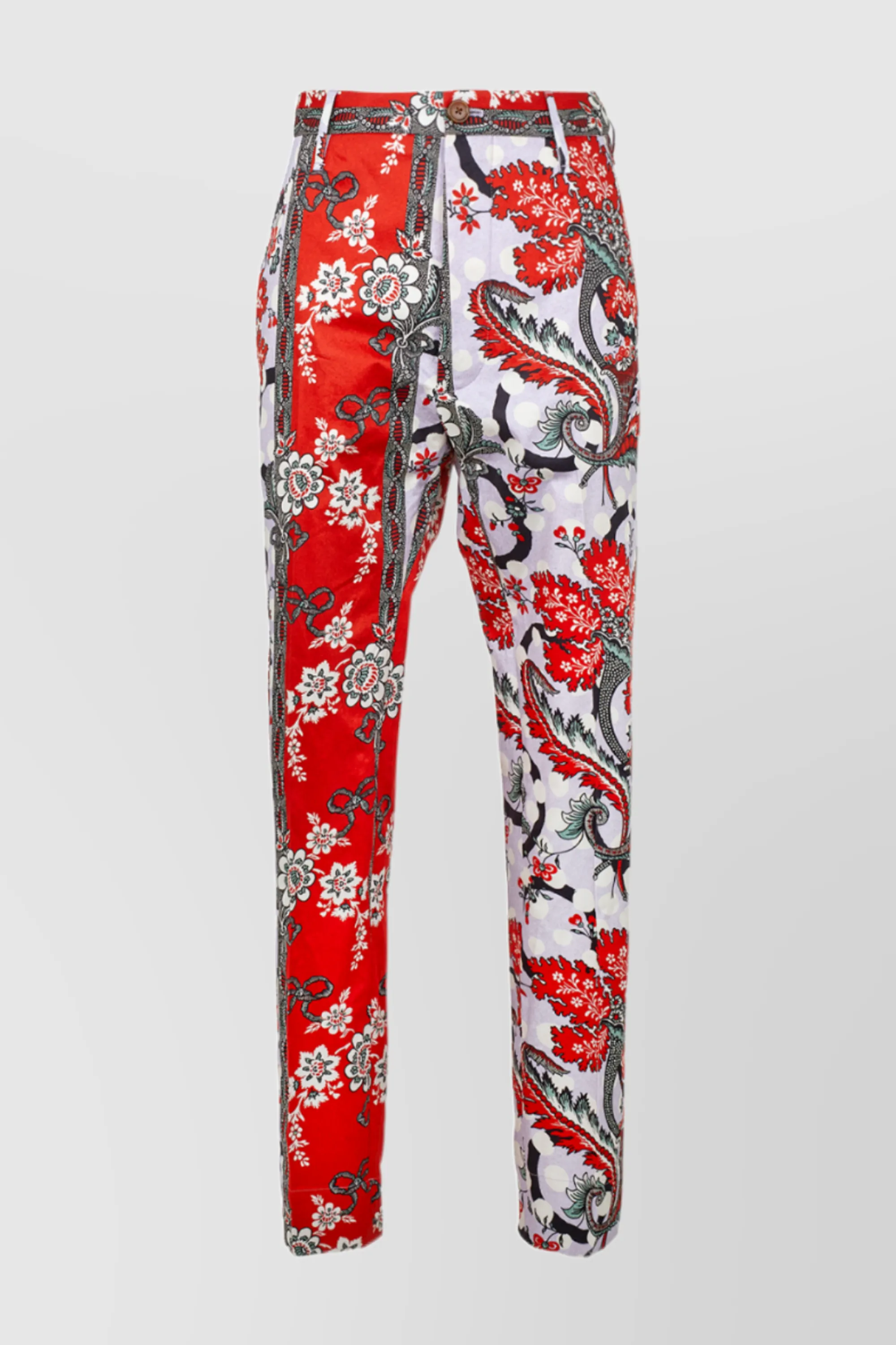 Flower printed straight leg cotton pants sold by Renaisa product image thumbnail 5