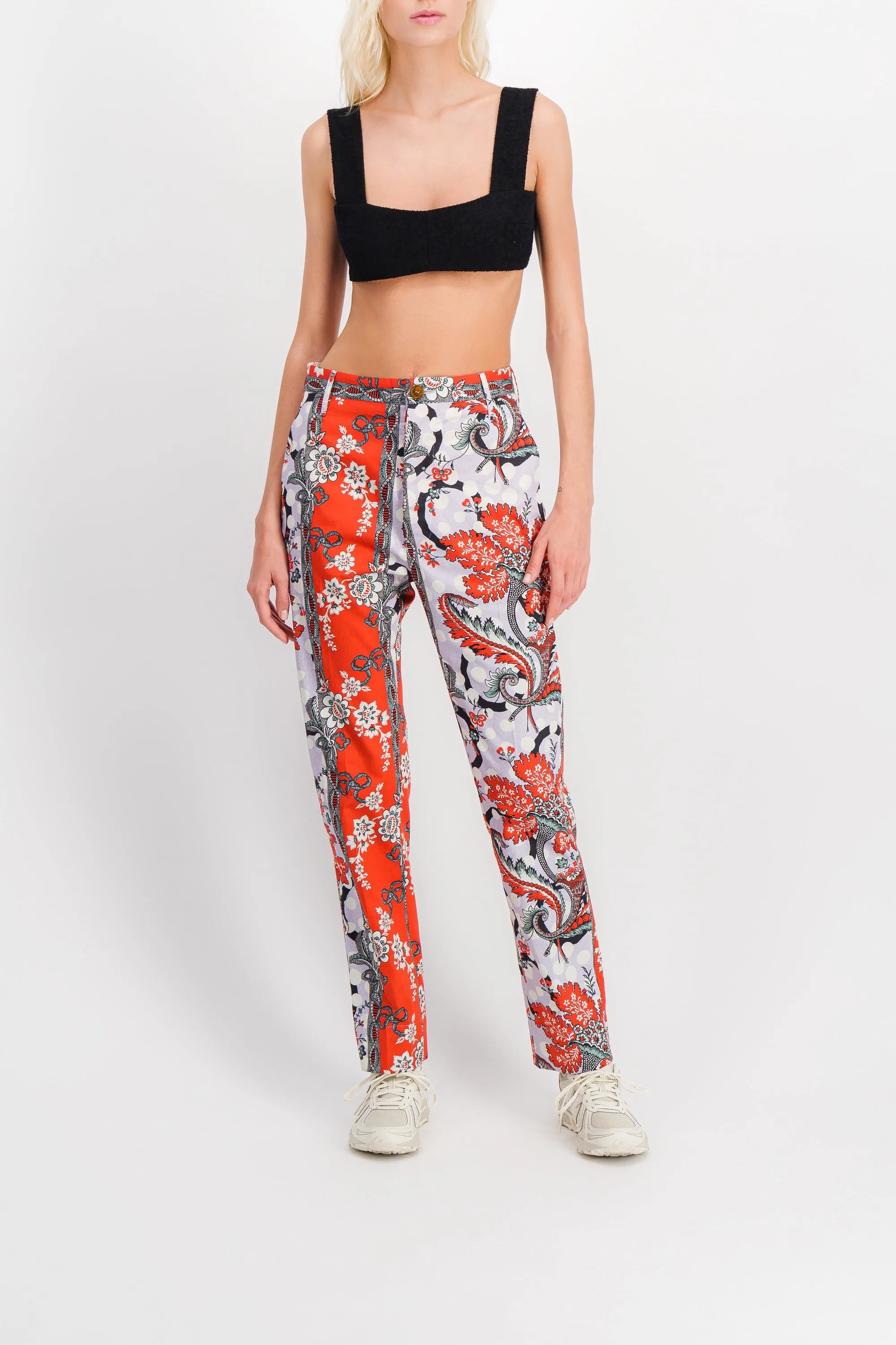 Flower printed straight leg cotton pants sold by Renaisa product image thumbnail 2