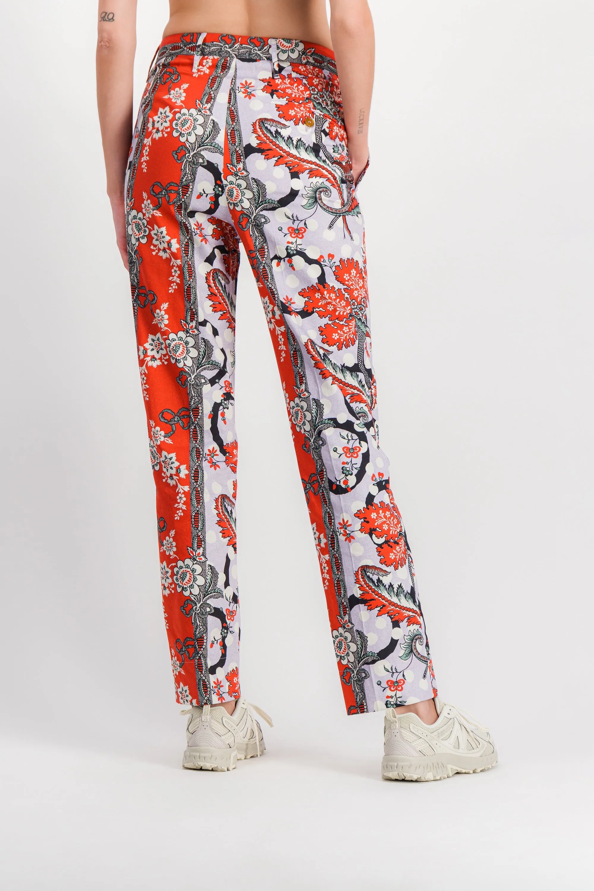 Flower printed straight leg cotton pants sold by Renaisa product image thumbnail 3