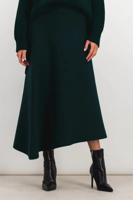 Asymmetric flared double face mohair-silk gored skirt sold by Renaisa