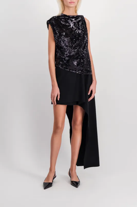 Sequined asymmetric mini-dress sold by Renaisa