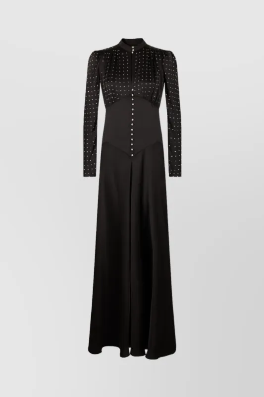 Crystal-embellished long sleeved maxi dress sold by Renaisa