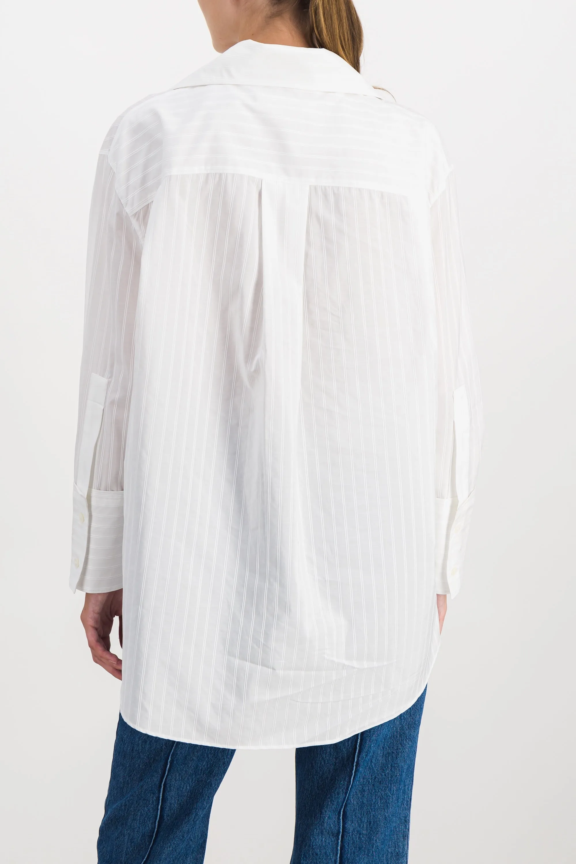 Fine striped long shirt with tie collar sold by Renaisa product image thumbnail 3