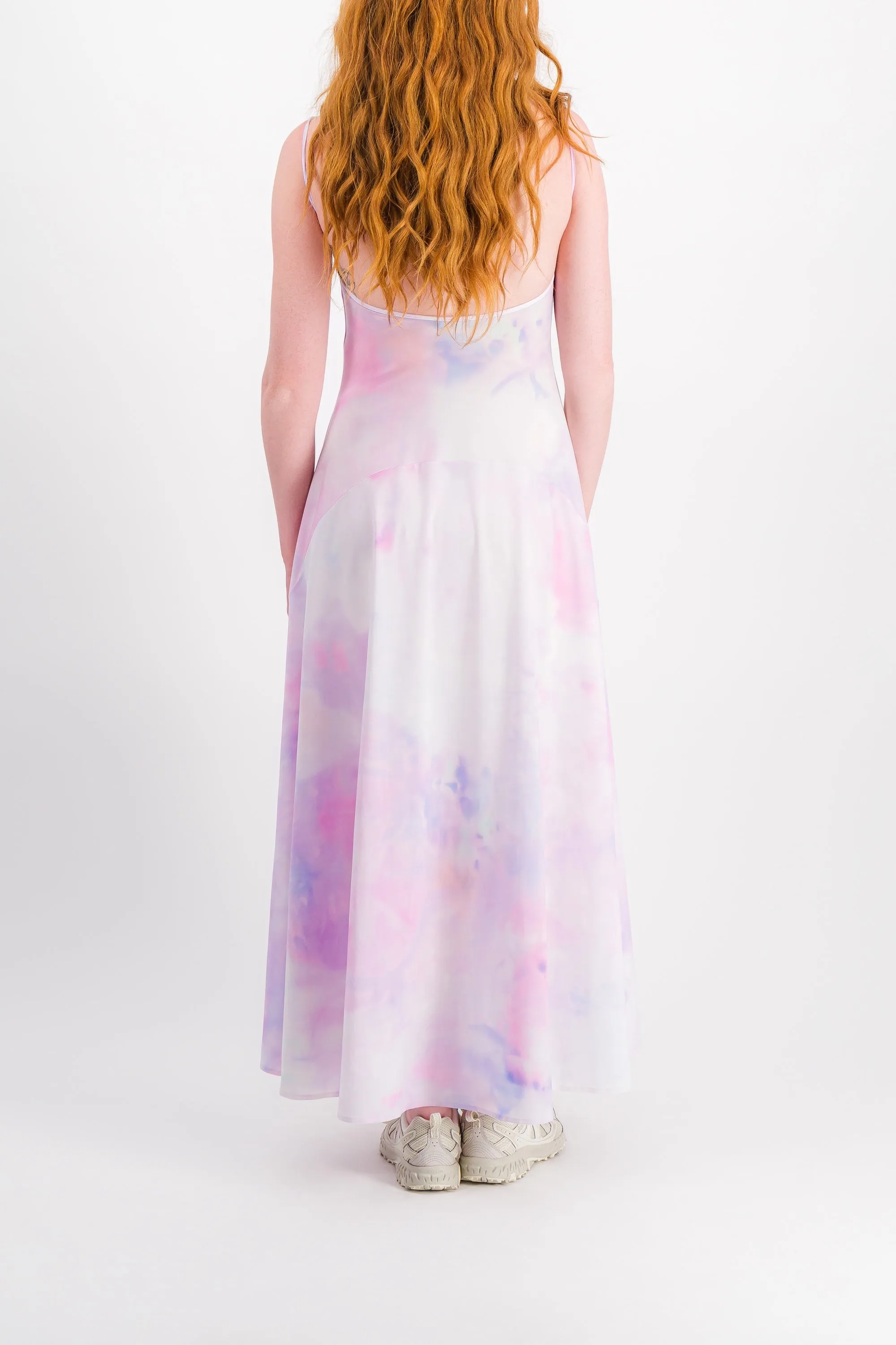 Tie dye printed pleated slip dress sold by Renaisa product image thumbnail 3
