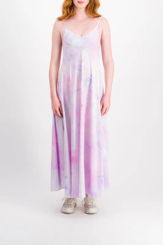Tie dye printed pleated slip dress sold by Renaisa