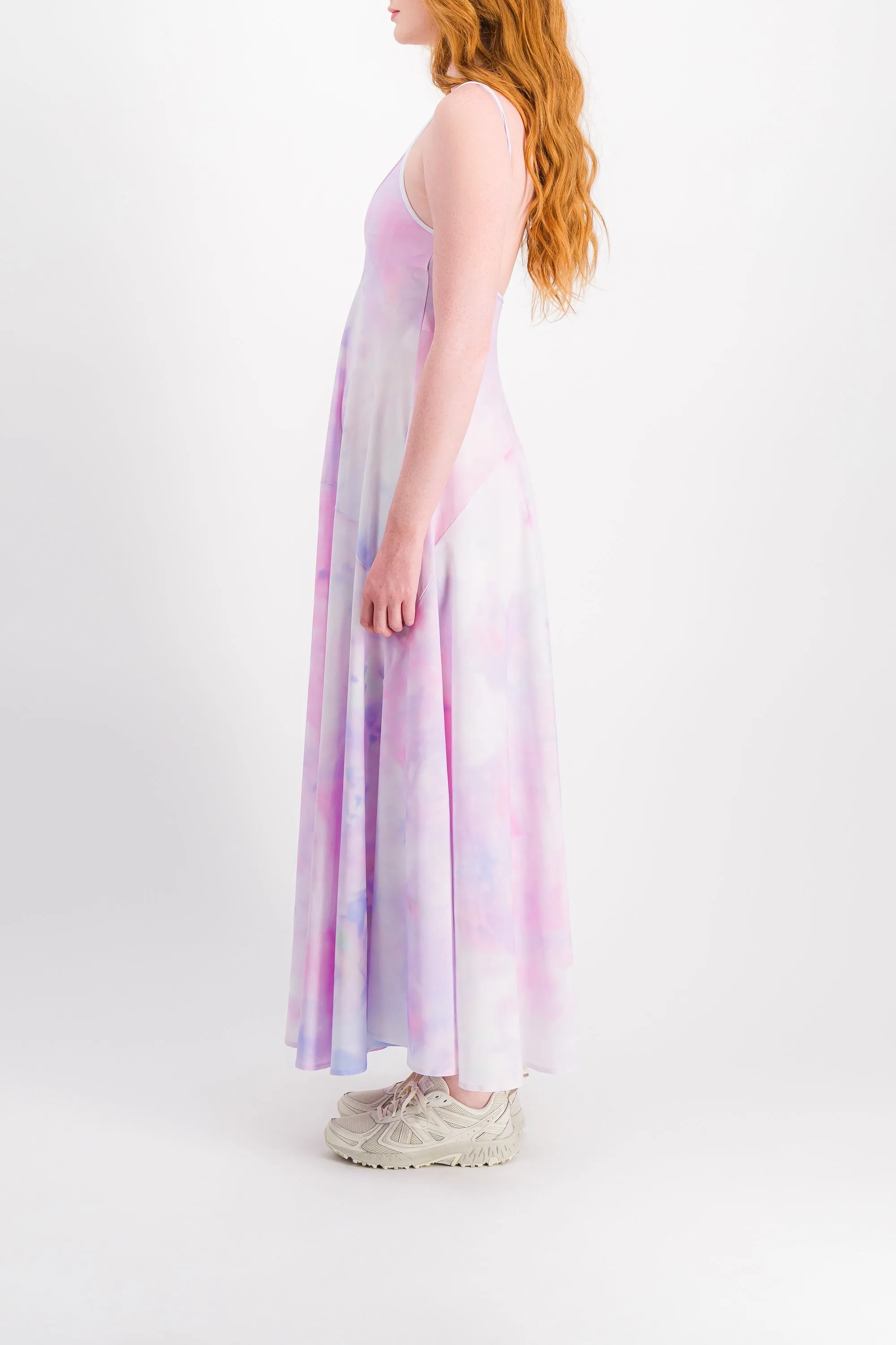 Tie dye printed pleated slip dress sold by Renaisa product image thumbnail 2