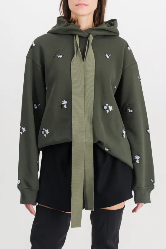Flower embroidered oversized hoodie sold by Renaisa