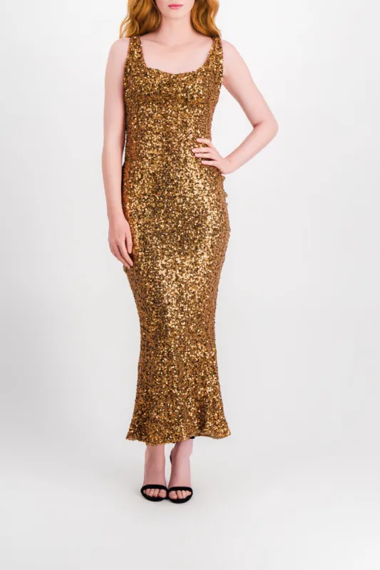 Bodycon sequin jersey maxi dress sold by Renaisa