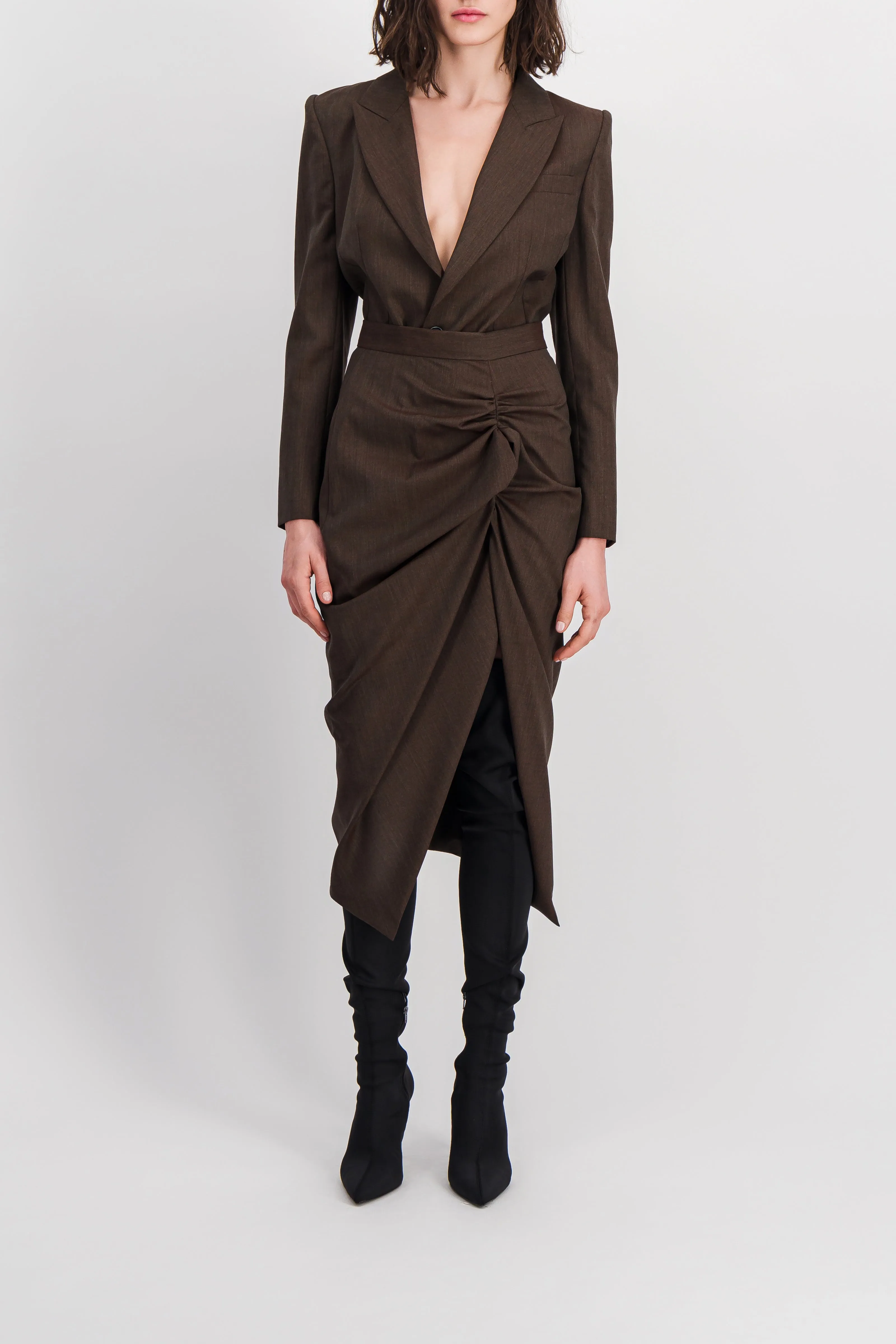 Draped pencil skirt with front slit sold by Renaisa product image thumbnail 2