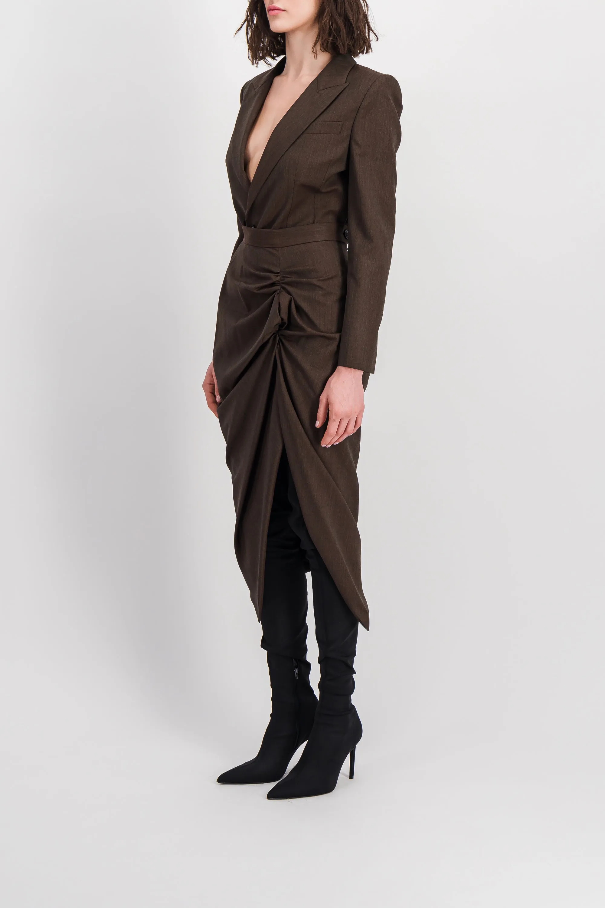 Draped pencil skirt with front slit sold by Renaisa product image thumbnail 3