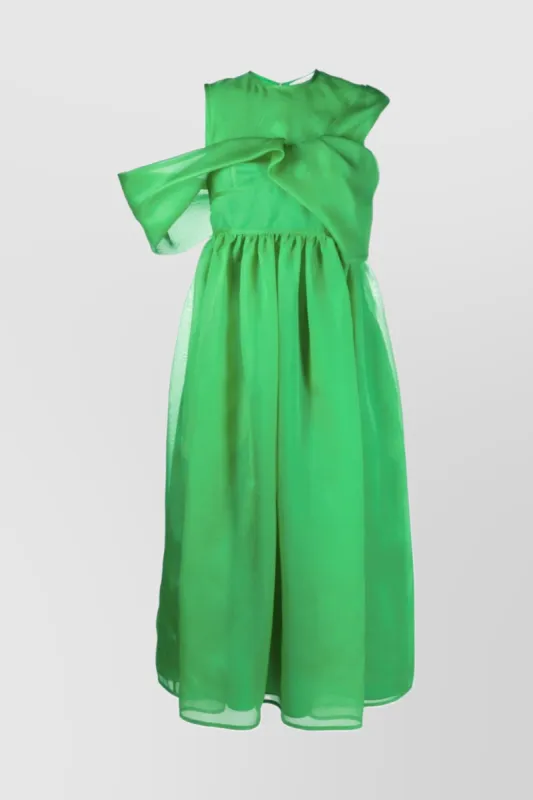 Sleveless organza maxi dress with draped top sold by Renaisa
