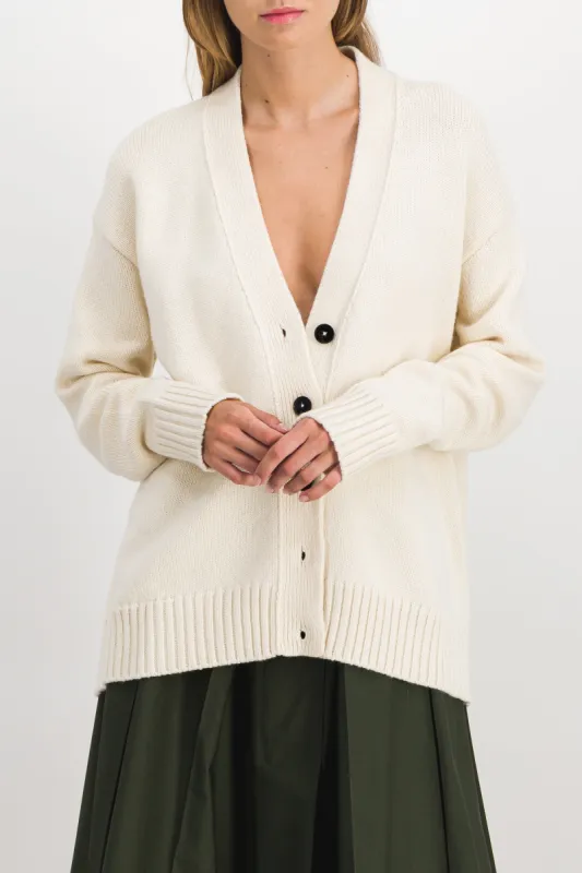 Loose v-neck cashmere cardigan sold by Renaisa
