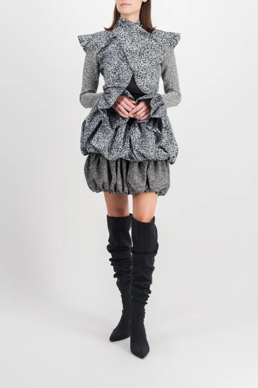 Printed recycled light satin mini dress sold by Renaisa