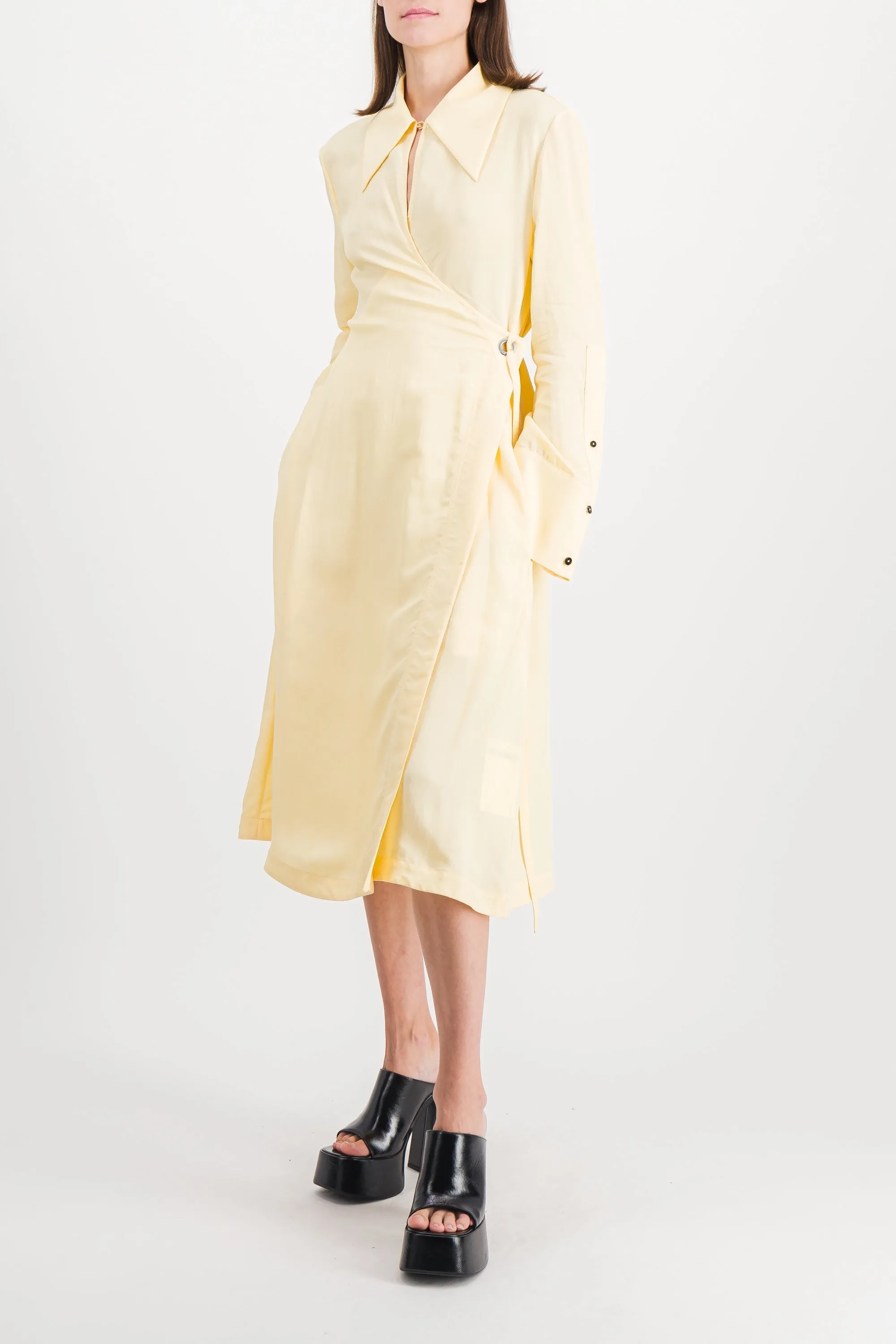 Viscose-silk wrap midi dress sold by Renaisa product image thumbnail 3