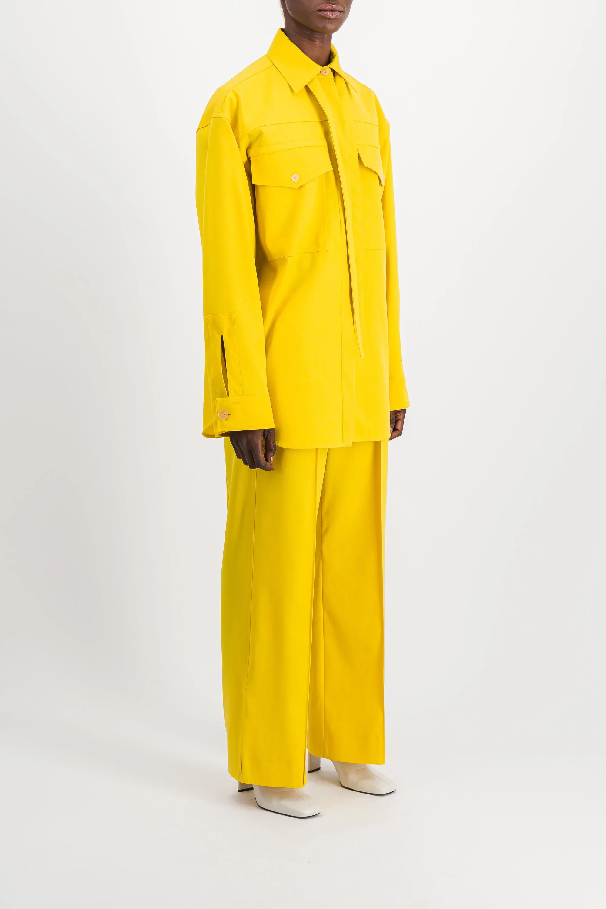 Loose leg wool gabardine pants sold by Renaisa product image thumbnail 3