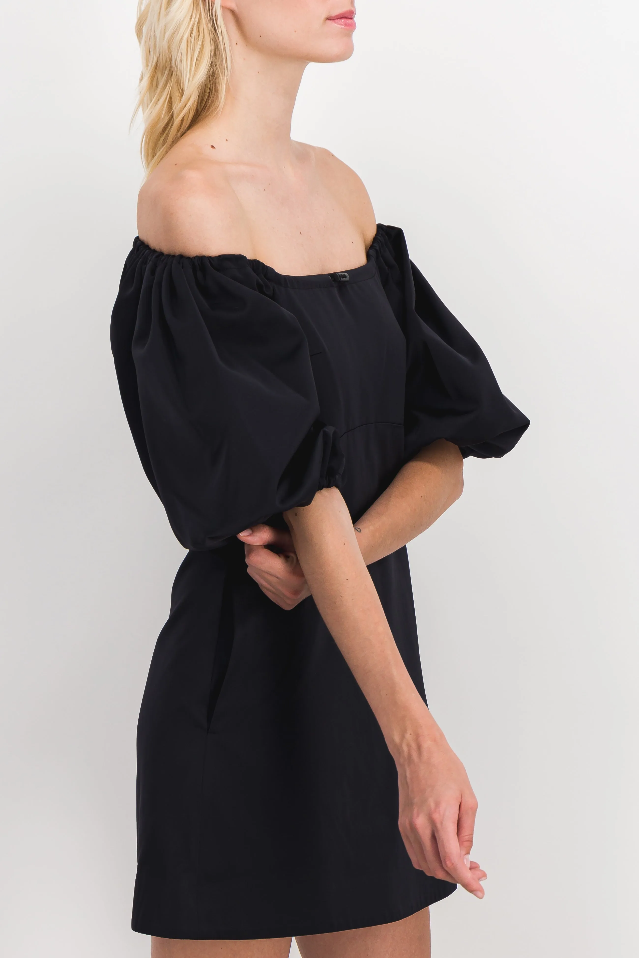 Drawstring mini dress with puff sleeves sold by Renaisa product image thumbnail 2