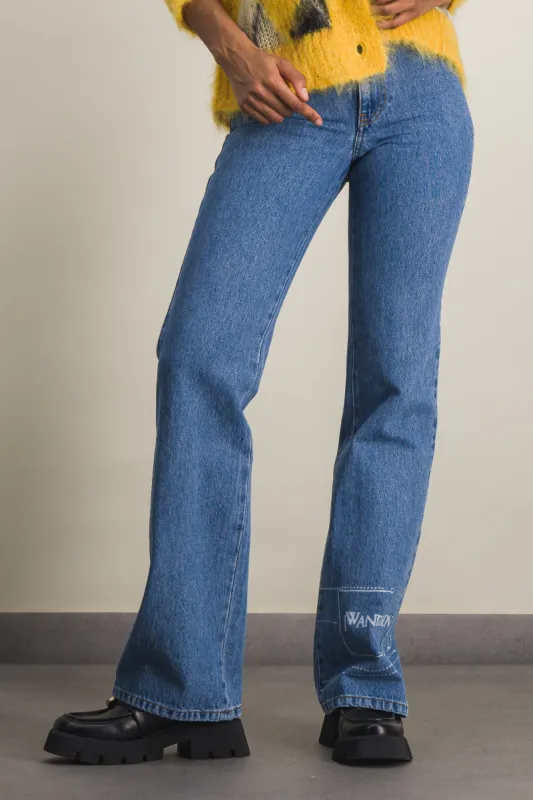 Blue bootcut cotton denim jeans sold by Renaisa
