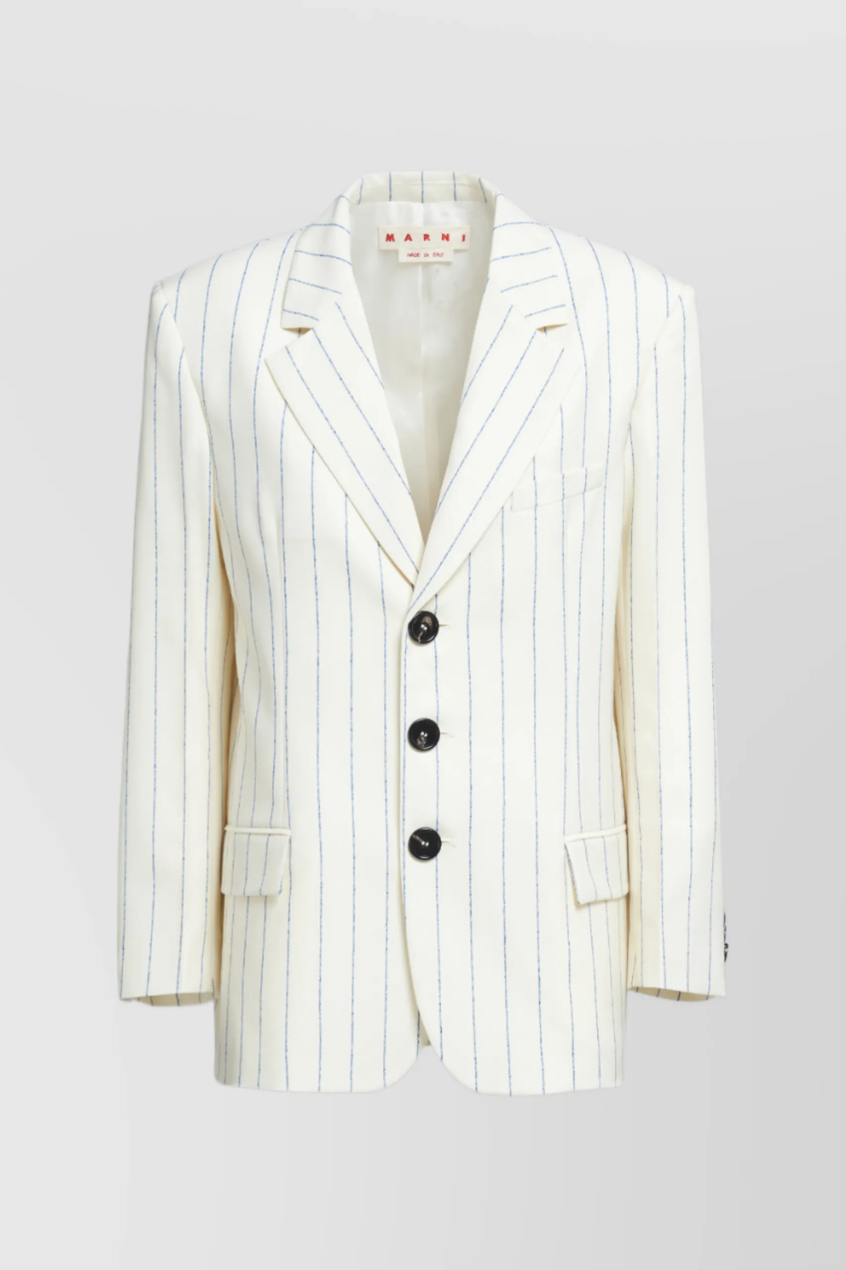 Single breasted striped virgin wool blazer sold by Renaisa product image thumbnail 4