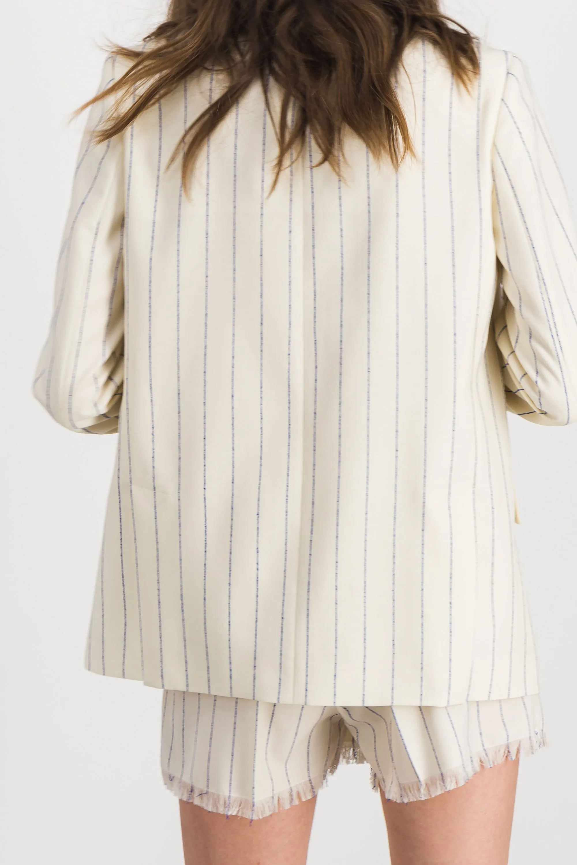 Single breasted striped virgin wool blazer sold by Renaisa product image thumbnail 3