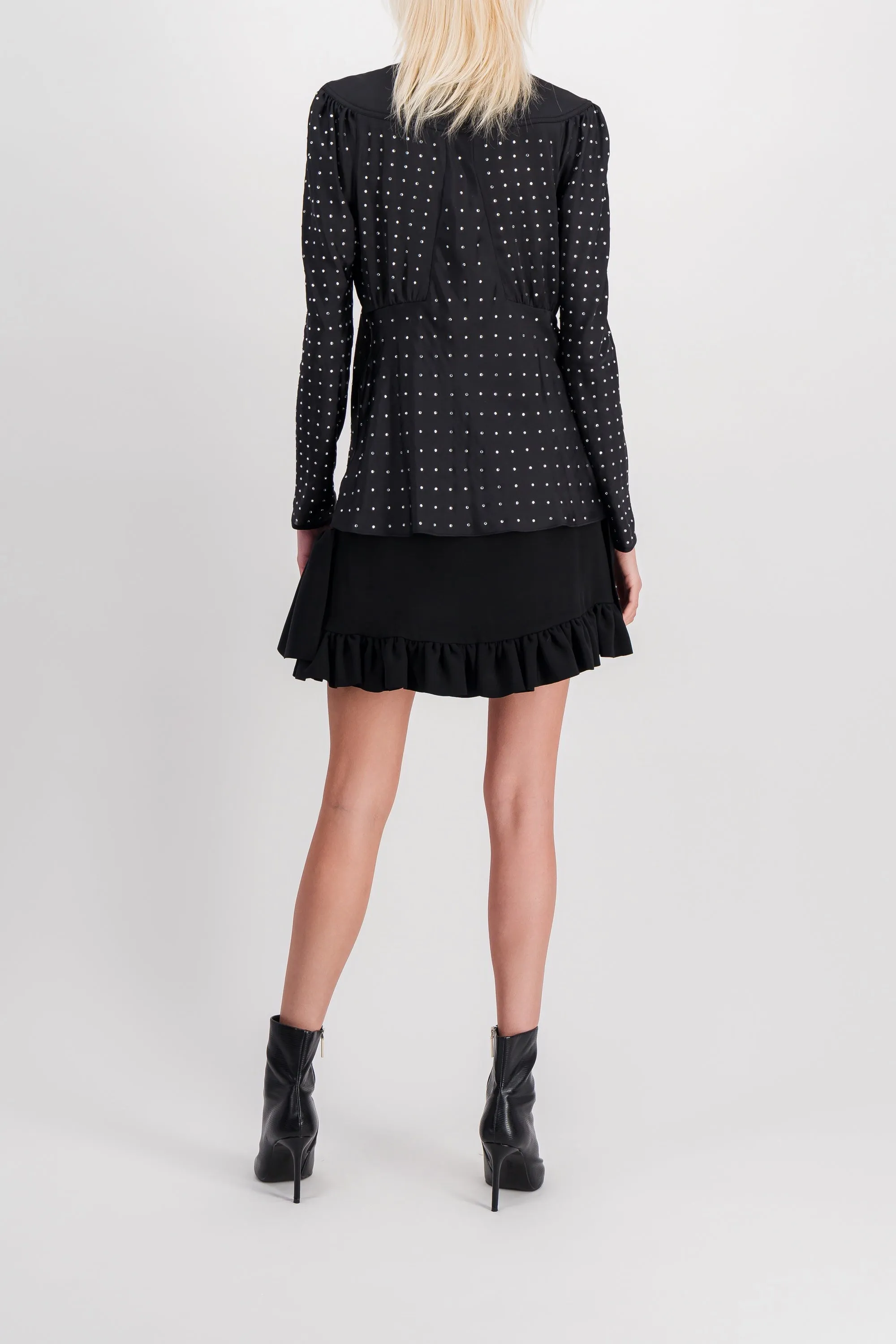 Light satin blouse with cristaux and cristal buttons sold by Renaisa product image thumbnail 4