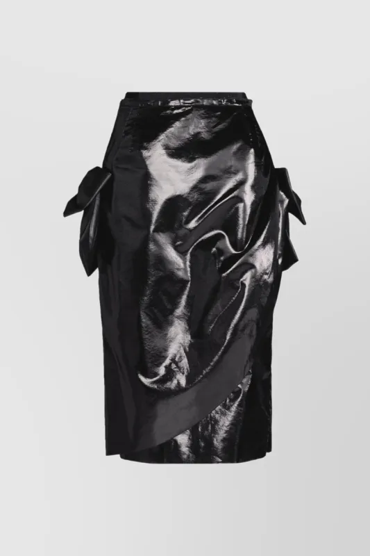 Draped pencil midi skirt with side-bows sold by Renaisa