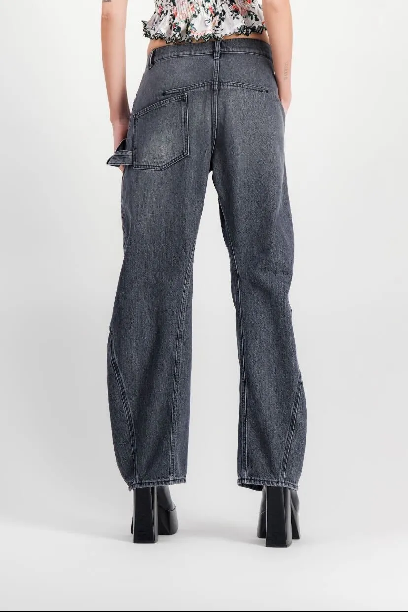 Black twisted workwear jeans sold by Renaisa product image thumbnail 2