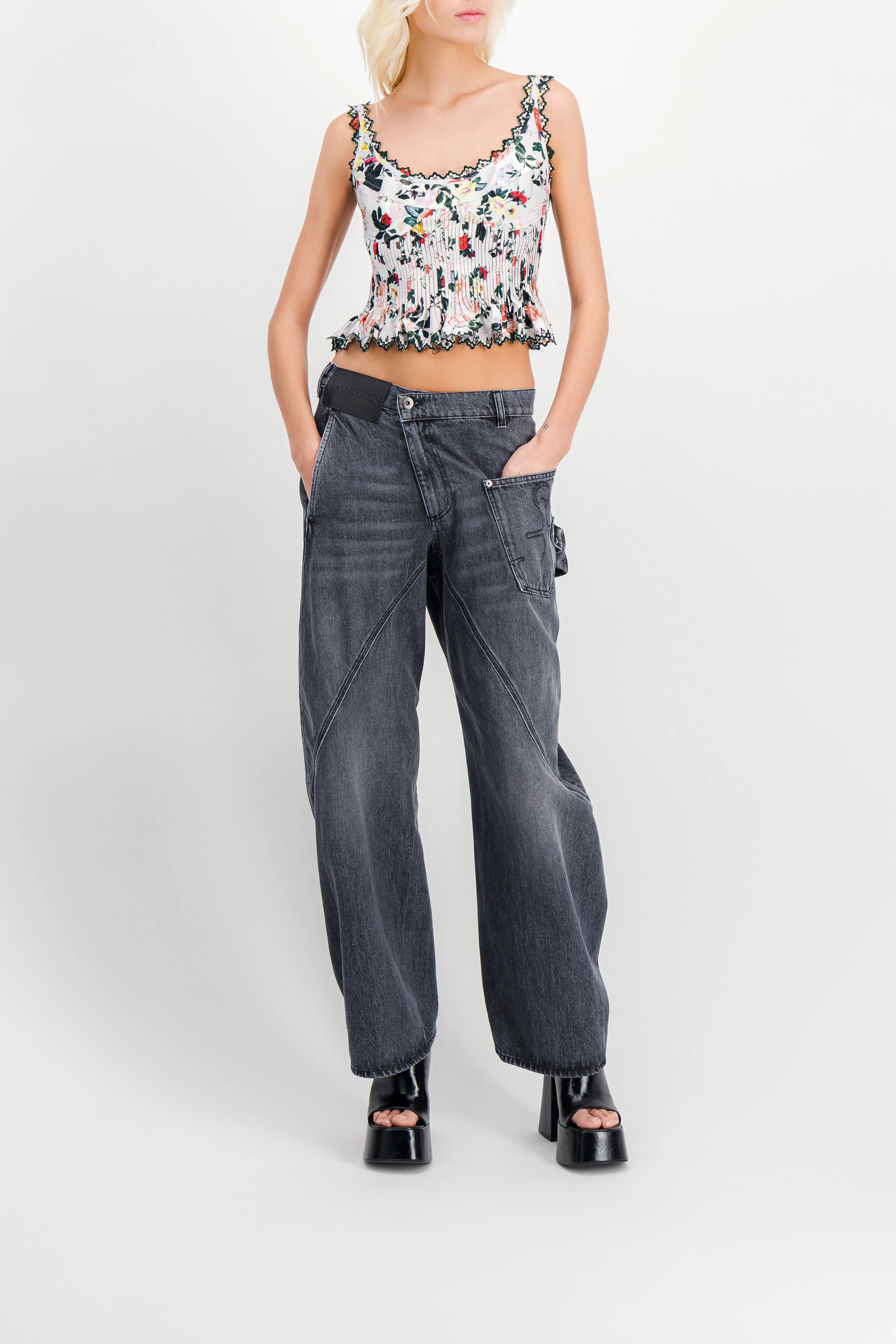 Black twisted workwear jeans sold by Renaisa product image thumbnail 3