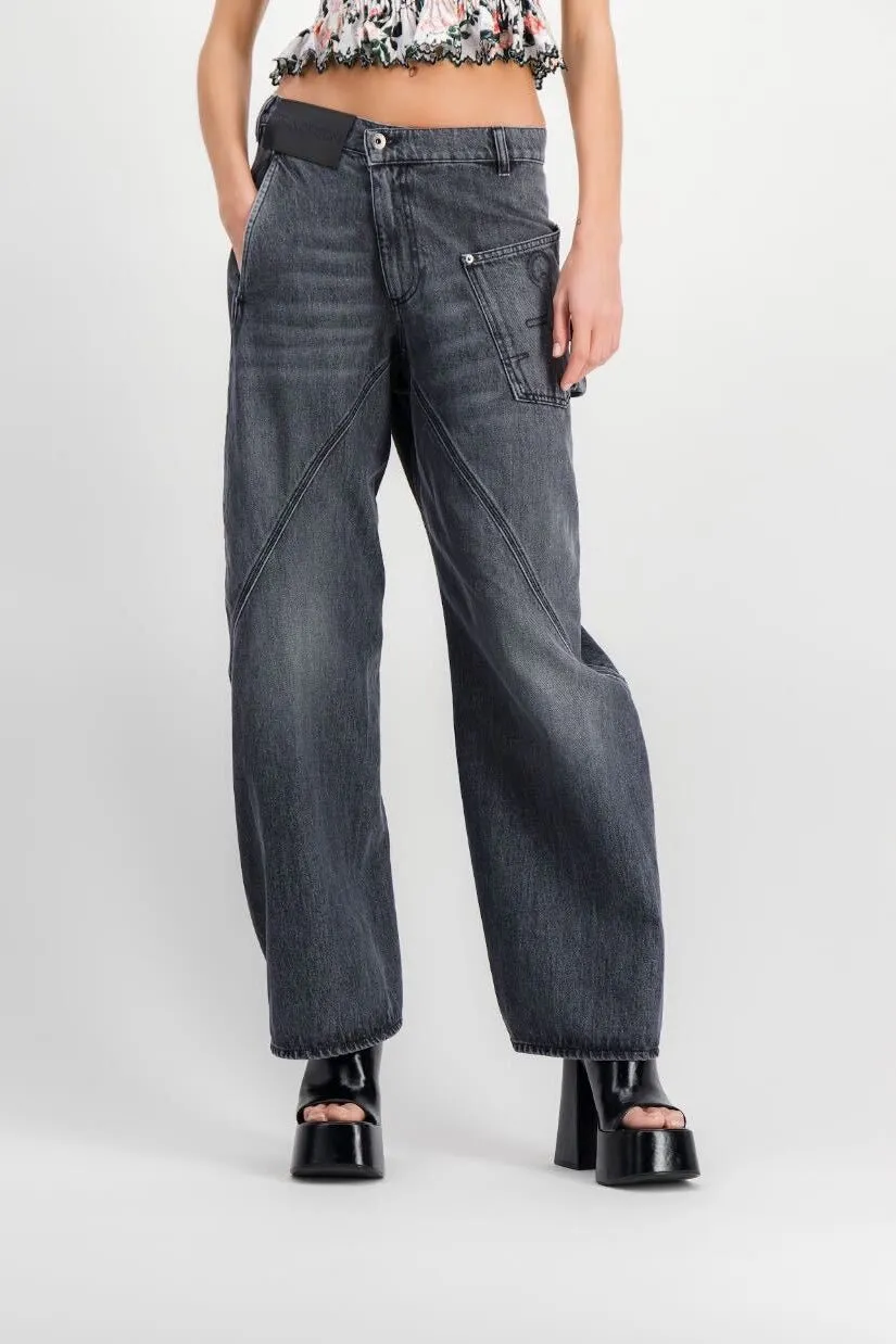 Black twisted workwear jeans sold by Renaisa