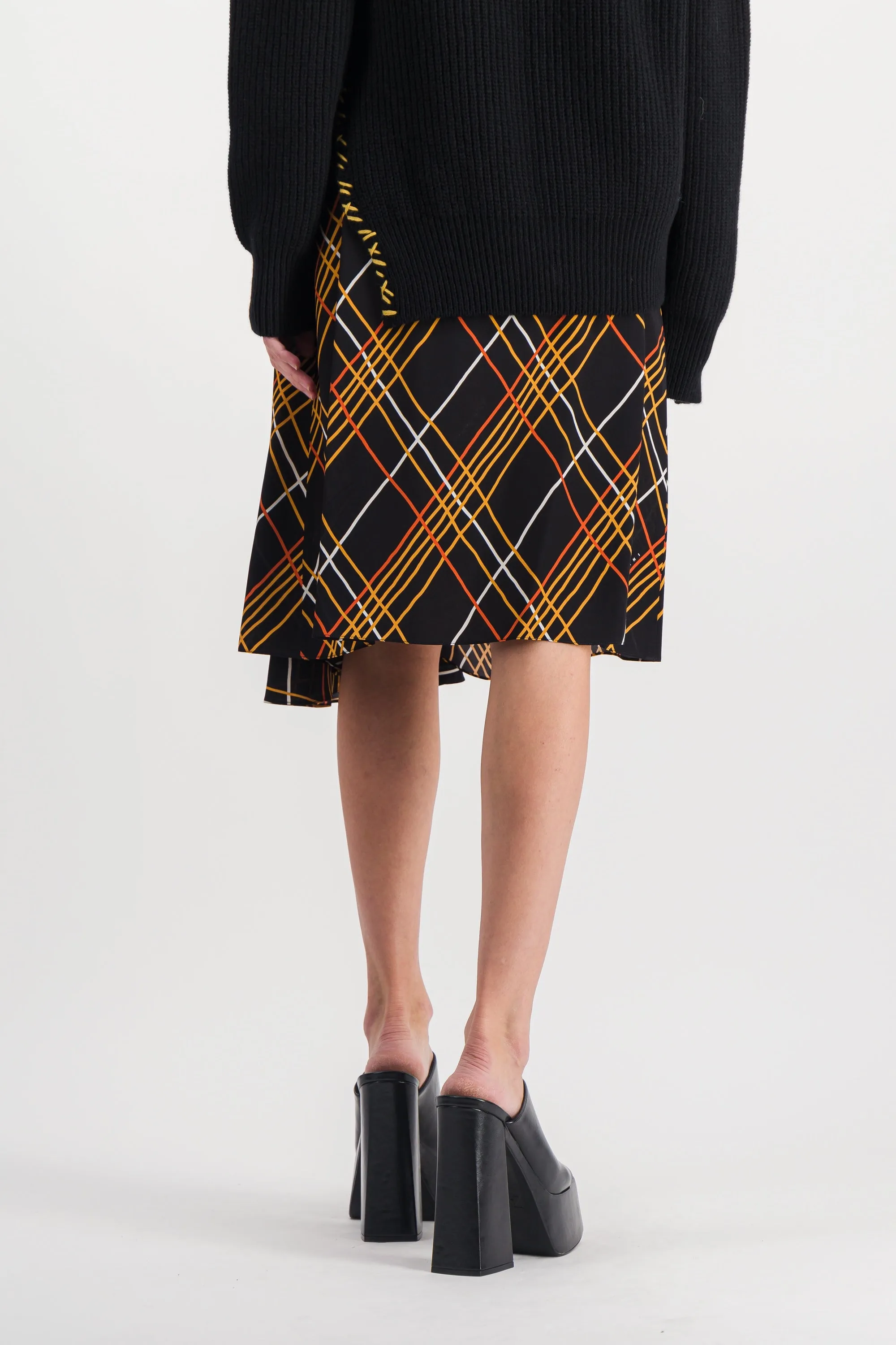 Asymmetric a-line check skirt sold by Renaisa product image thumbnail 2