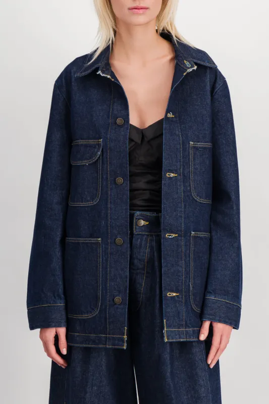 Oversize denim boyfriend shirt sold by Renaisa