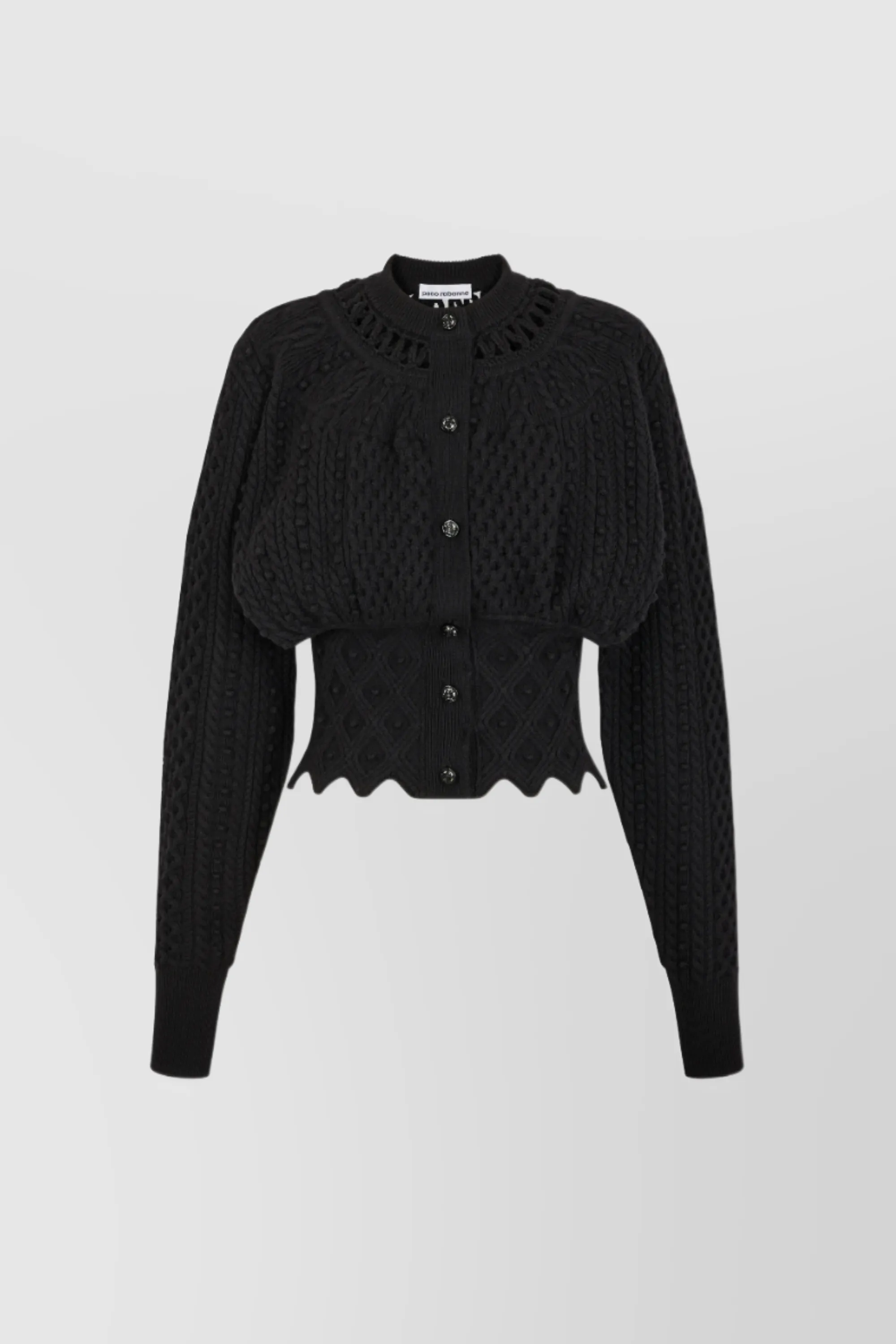 3D cable knit cropped cardigan sold by Renaisa product image thumbnail 5