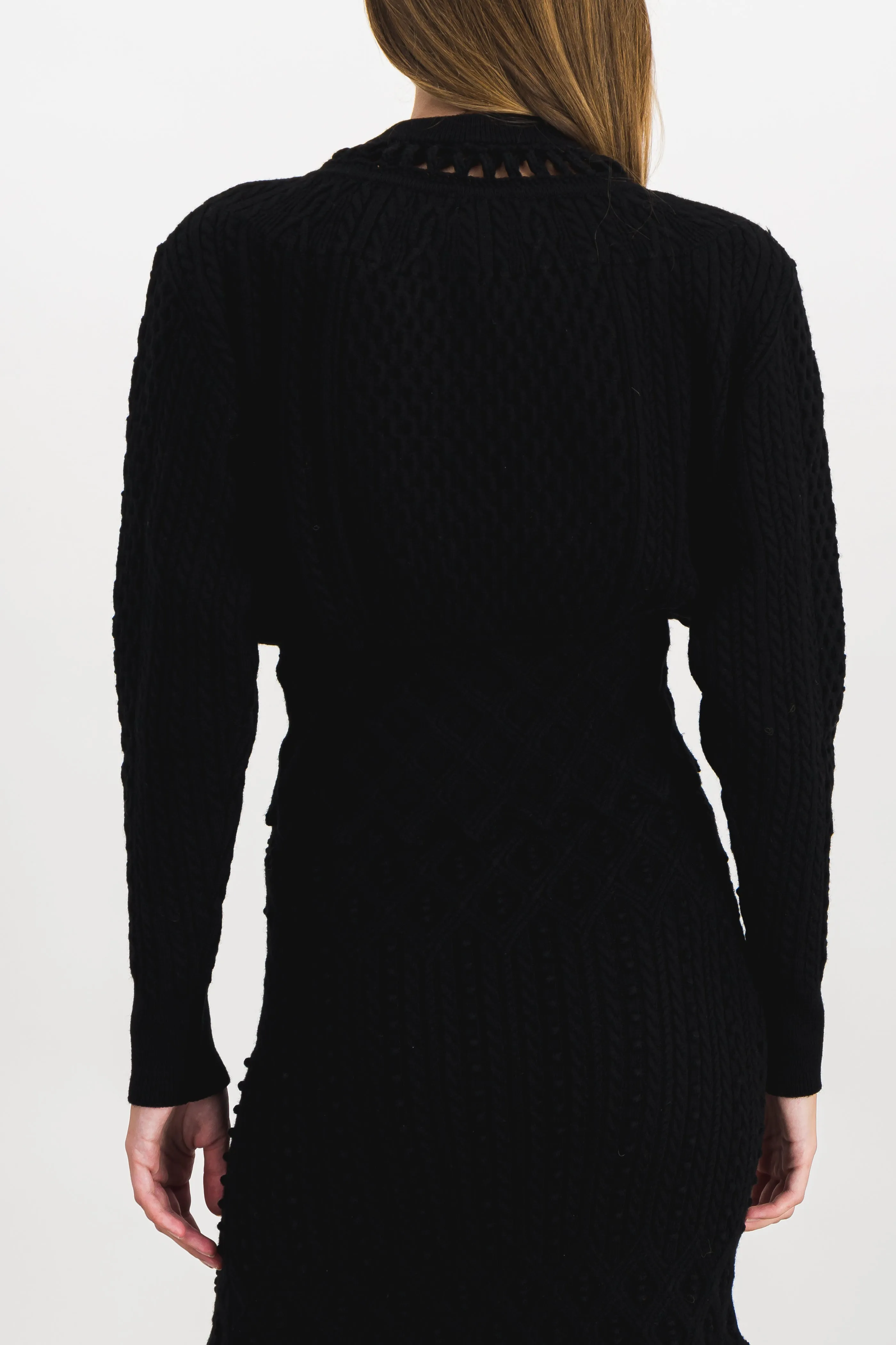 3D cable knit cropped cardigan sold by Renaisa product image thumbnail 4