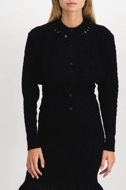 3D cable knit cropped cardigan sold by Renaisa