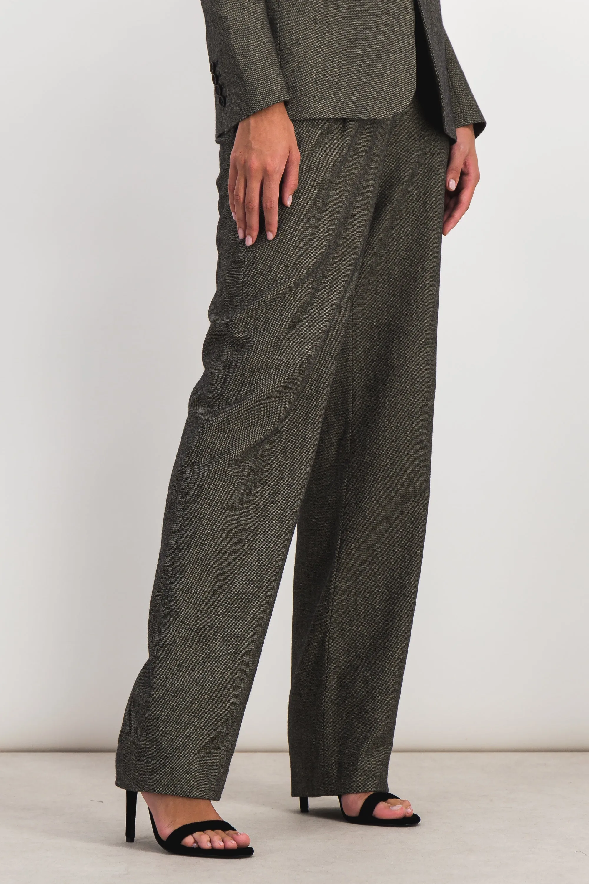 Dark grey low rise loose tailored pants sold by Renaisa product image thumbnail 3