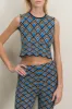 Geometric jacquard cropped top sold by Renaisa