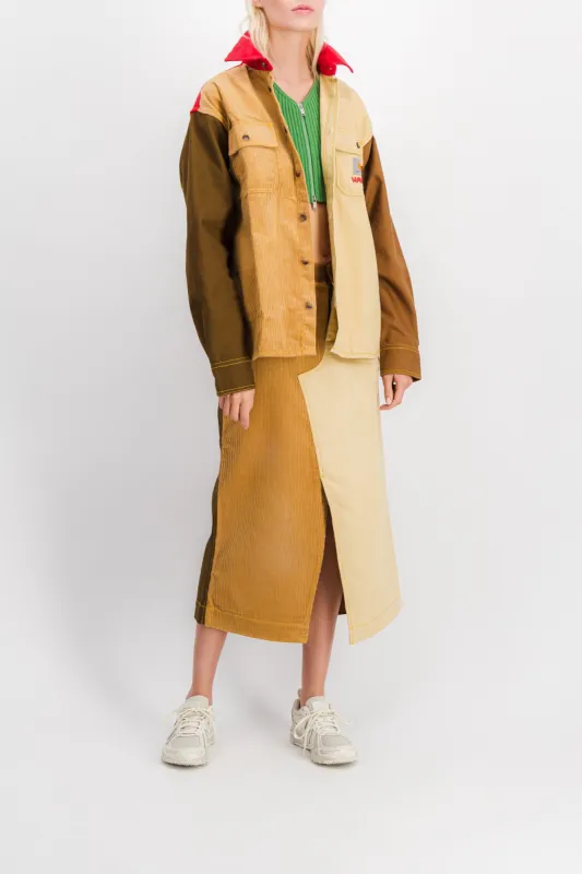 Color block long sleeved boyfriend shirt with front pockets sold by Renaisa
