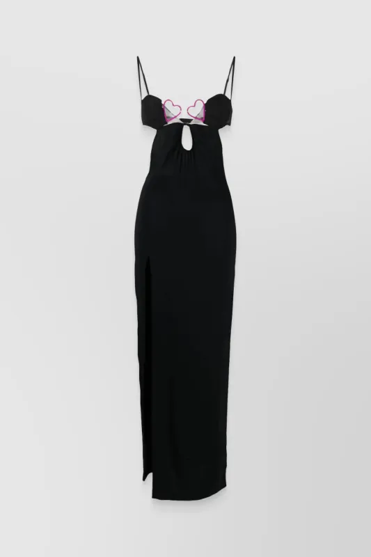 Heart-padded bra maxi slip dress with side slit sold by Renaisa